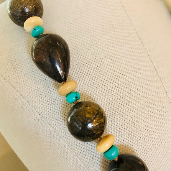 Vintage Simon Sebbag Designer Silver Turquoise Stone Necklace RARE - Picture 4 of 17